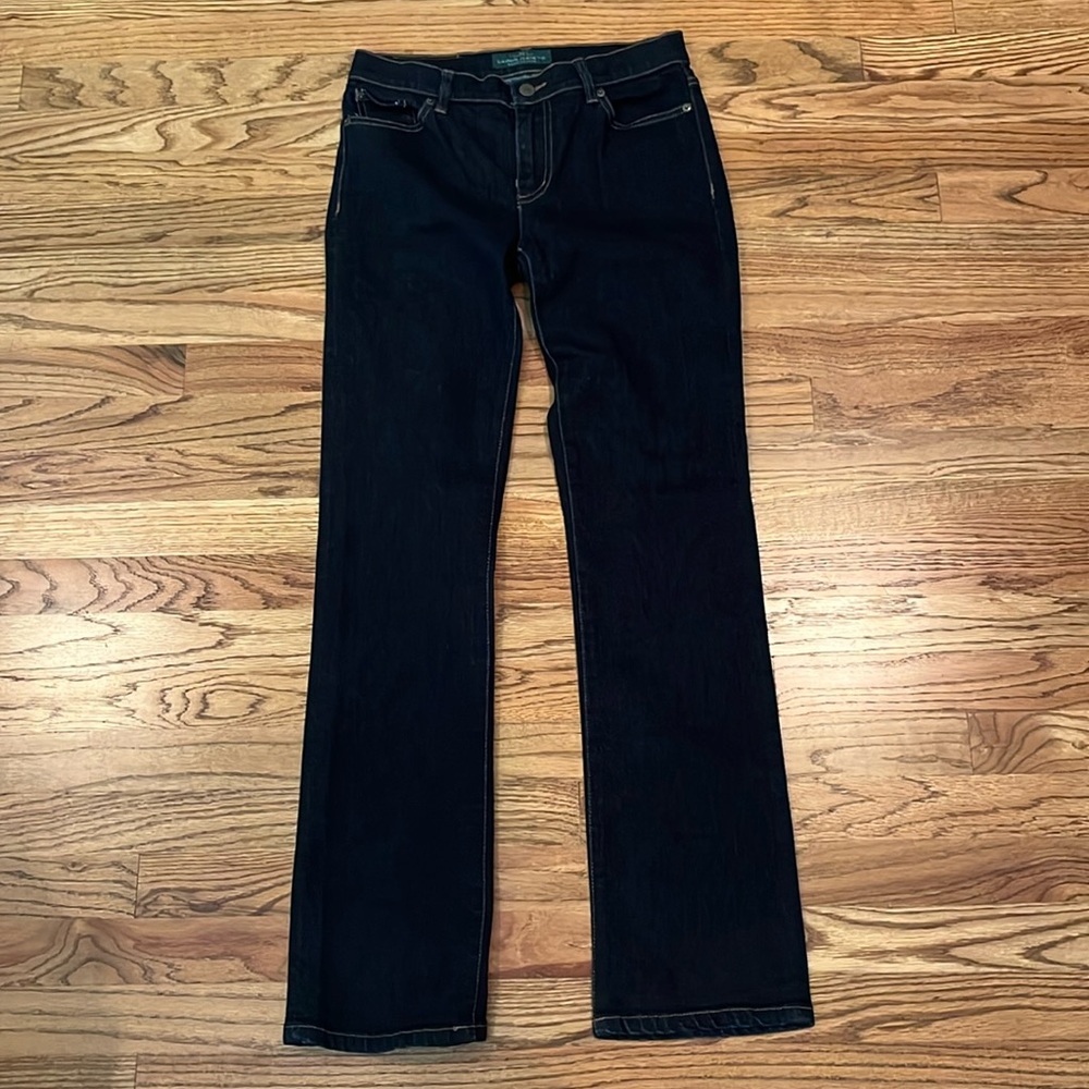 WOMENS LRL LAUREN RALPH LAUREN CLASSIC STRAIGHT DARK WASH DENIM JEANS 28” x 30.5